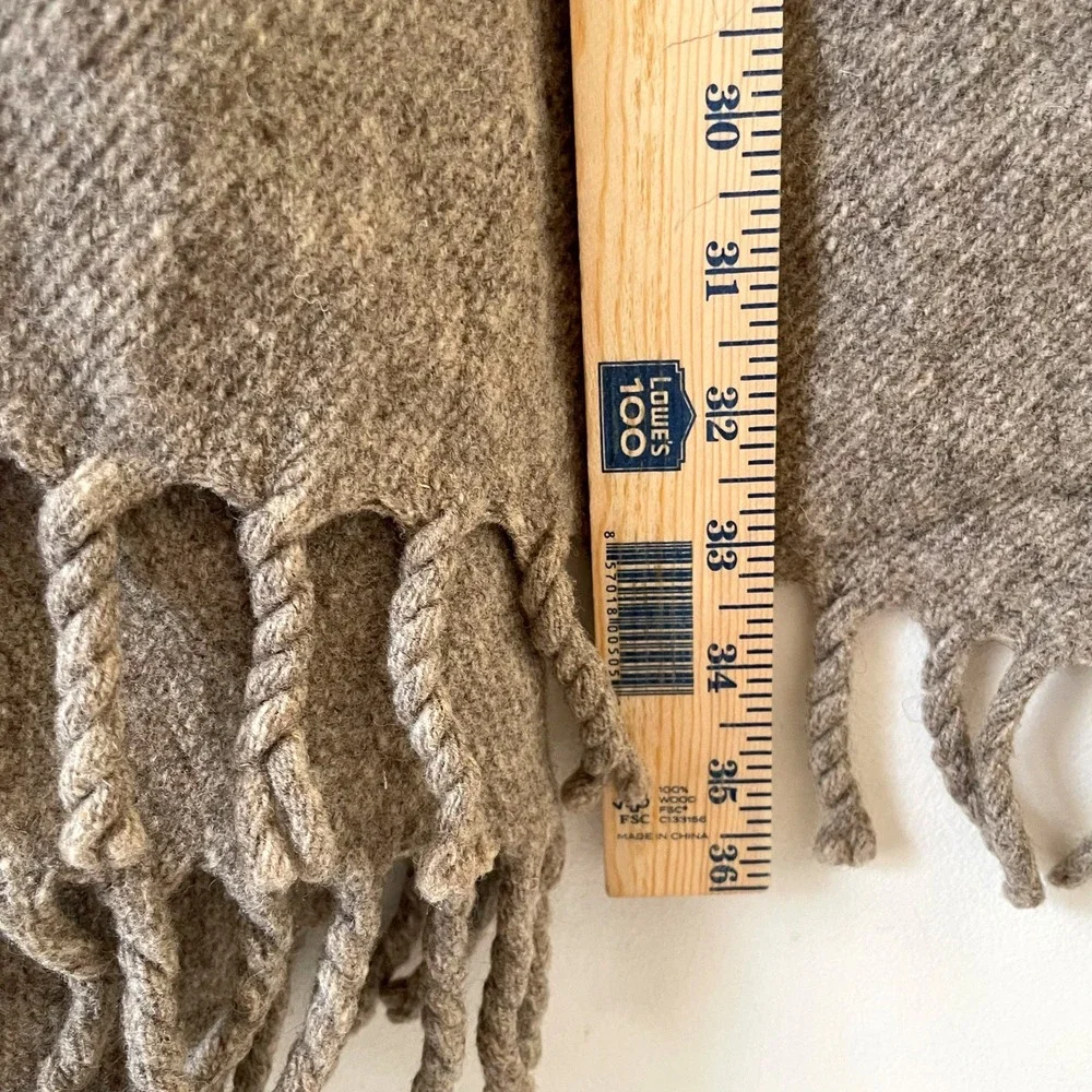 Vintage Wool Blend Fringe Poncho Cape Large Brown Boho Rustic Cabincore cozy